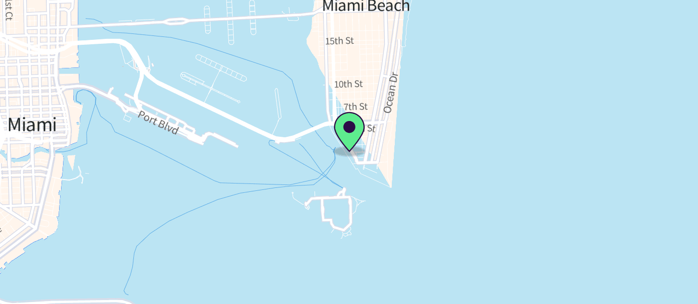 The boat's approximate location on a map